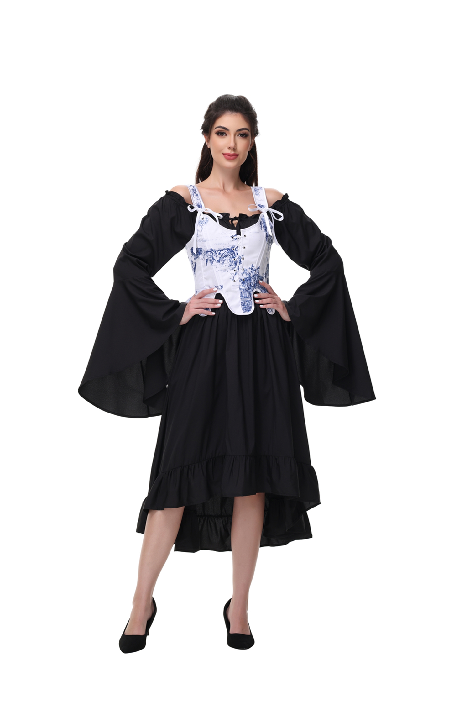 Fairy Cottagecore Corset Victorian Lace-up Irregular Hem Vest